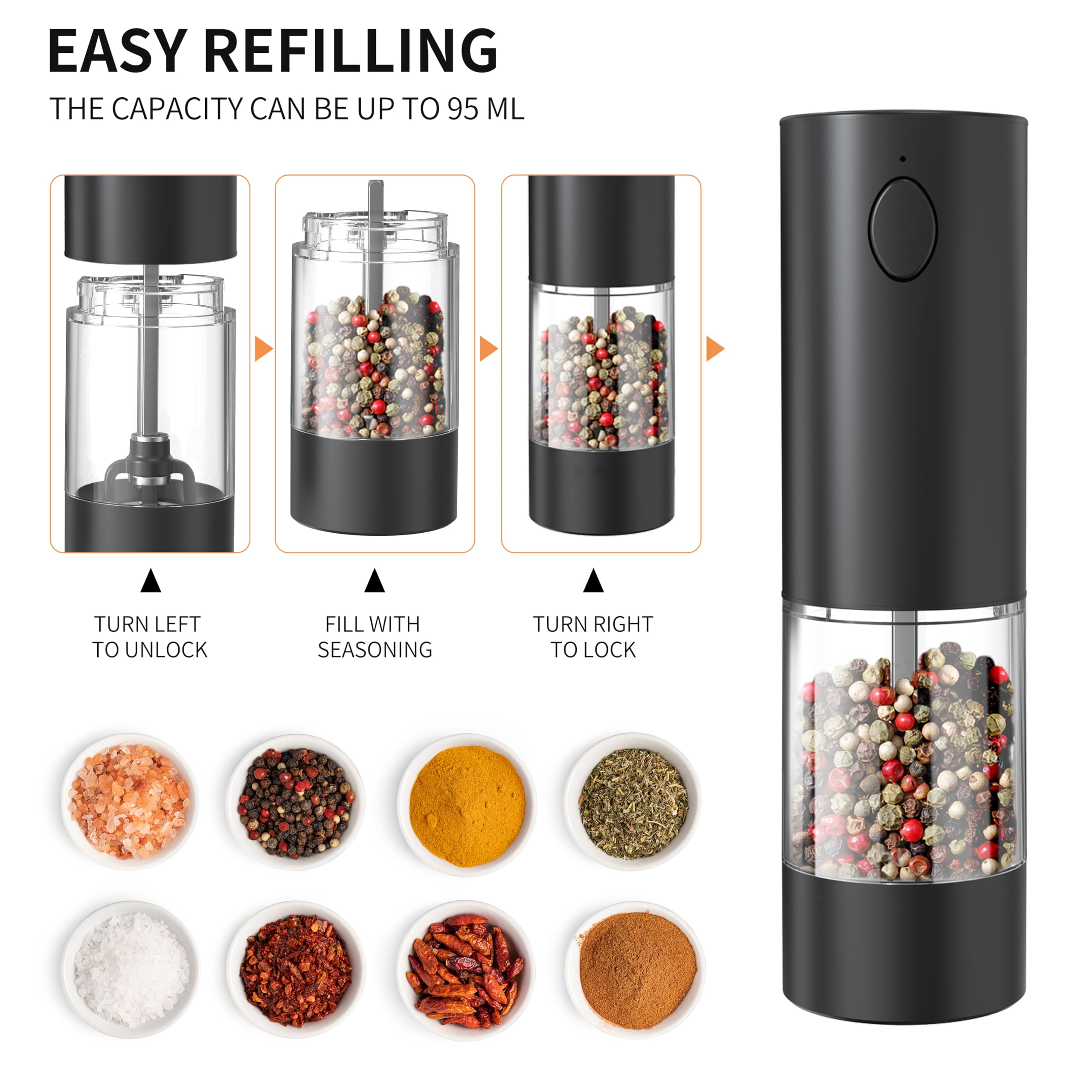 Salt and Pepper Grinder Set, Adjustable Coarseness Salt Shakers, Premium Ceramic Glass Body Salt and Pepper Mills [Without Spice Content]