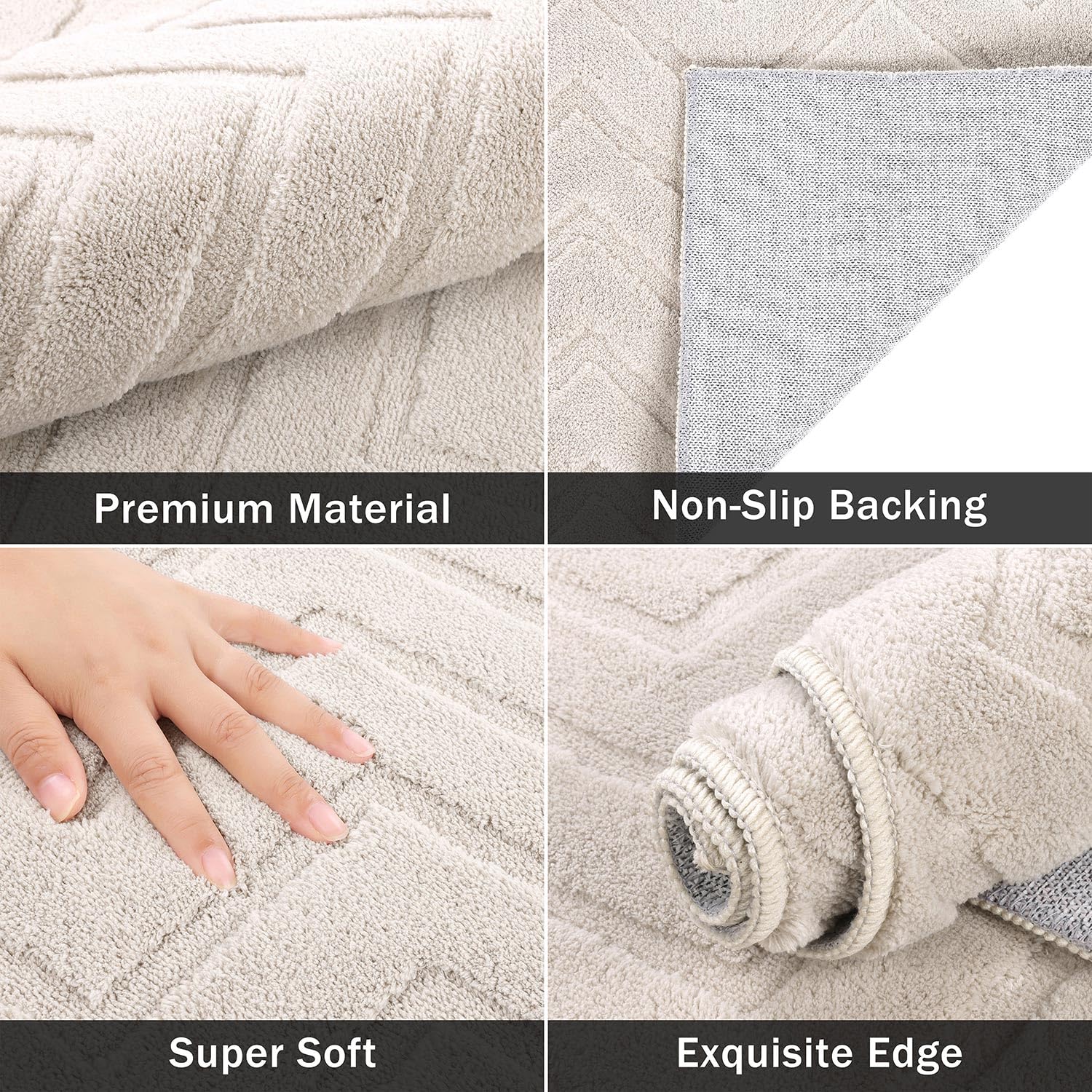 SHACOS Area Rug for Living Room Large Rugs 160 x 230 cm Modern Cream Rug for Bedroom Washable Non-Slip Rug Modern Floor Carpet Ultra Soft Shaggy