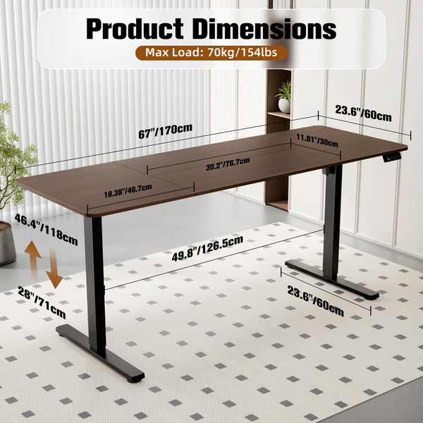 ERGOMAKER Electric Height Adjustable Standing Desk 80x60cm (31.5"x23.6"), Sit Stand Desk with Splicing Top for Home Office (Black Frame + Black Desktop)