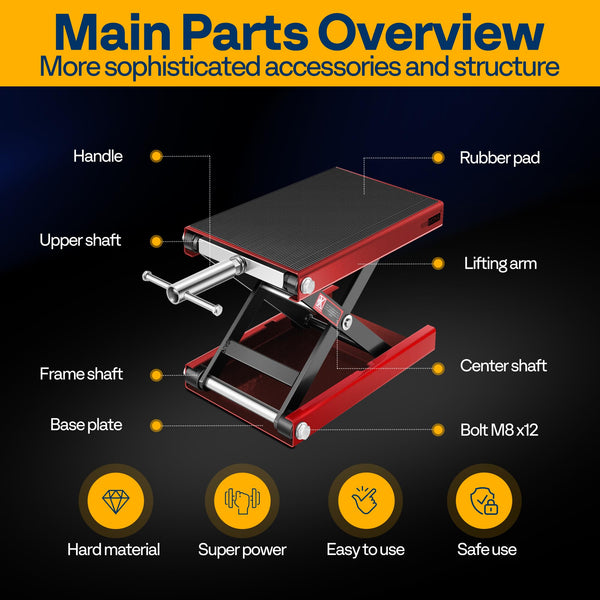 VIVOHOME Motorcycle Scissor Lift Jack Height Adjustable Heavy Duty Steel with Anti Slip Wide Deck Hoist Crank Center Stand 500KG Capacity for Motorcycles, ATVs, Dirt Bikes