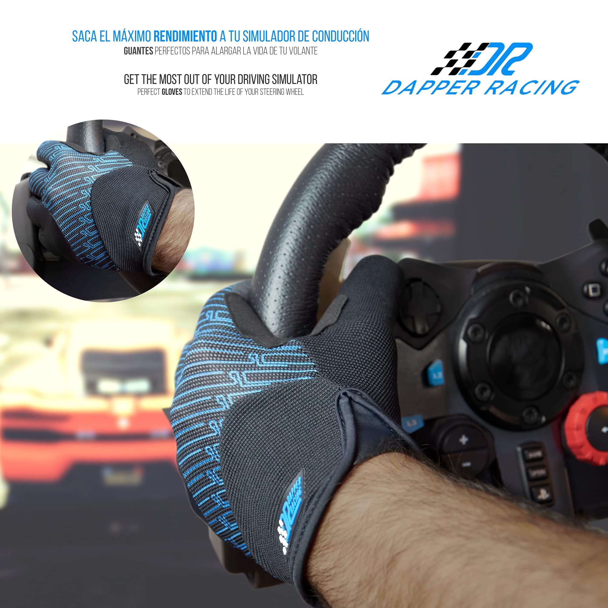 DAPPER RACING | SIMRACING Red Edition Gloves | Touchscreen Friendly | Palm Reinforcement | Non-slip Silicone for Optimal Grip | Lightweight and Breathable | Designed for Simracers