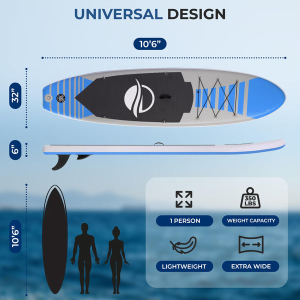 SereneLife Inflatable Stand Up Paddle Board, SUP Board- Paddleboards for Adults & Youth, Surfing Board Kit, 0.63cm Thick Standup Paddleboarding, Non-Slip Deck, Wide Stance, Surf Control w/Backpack