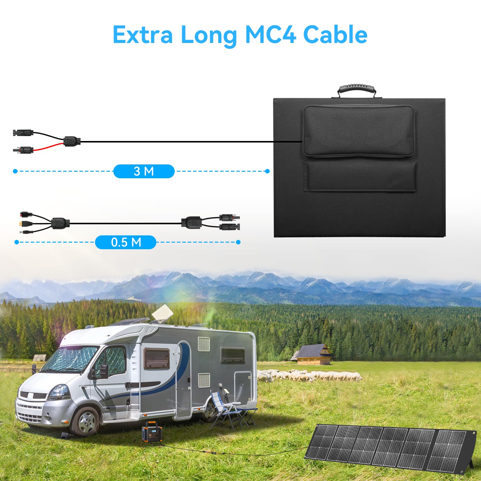 Ecosonique 200W Portable Solar Panel, Foldable & Lightweight with Kickstand, USB-C PD3.0 & USB-A QC3.0, MC4 & Multi-Output for Power Stations, Generators, RVs, Camping, and Outdoor Use