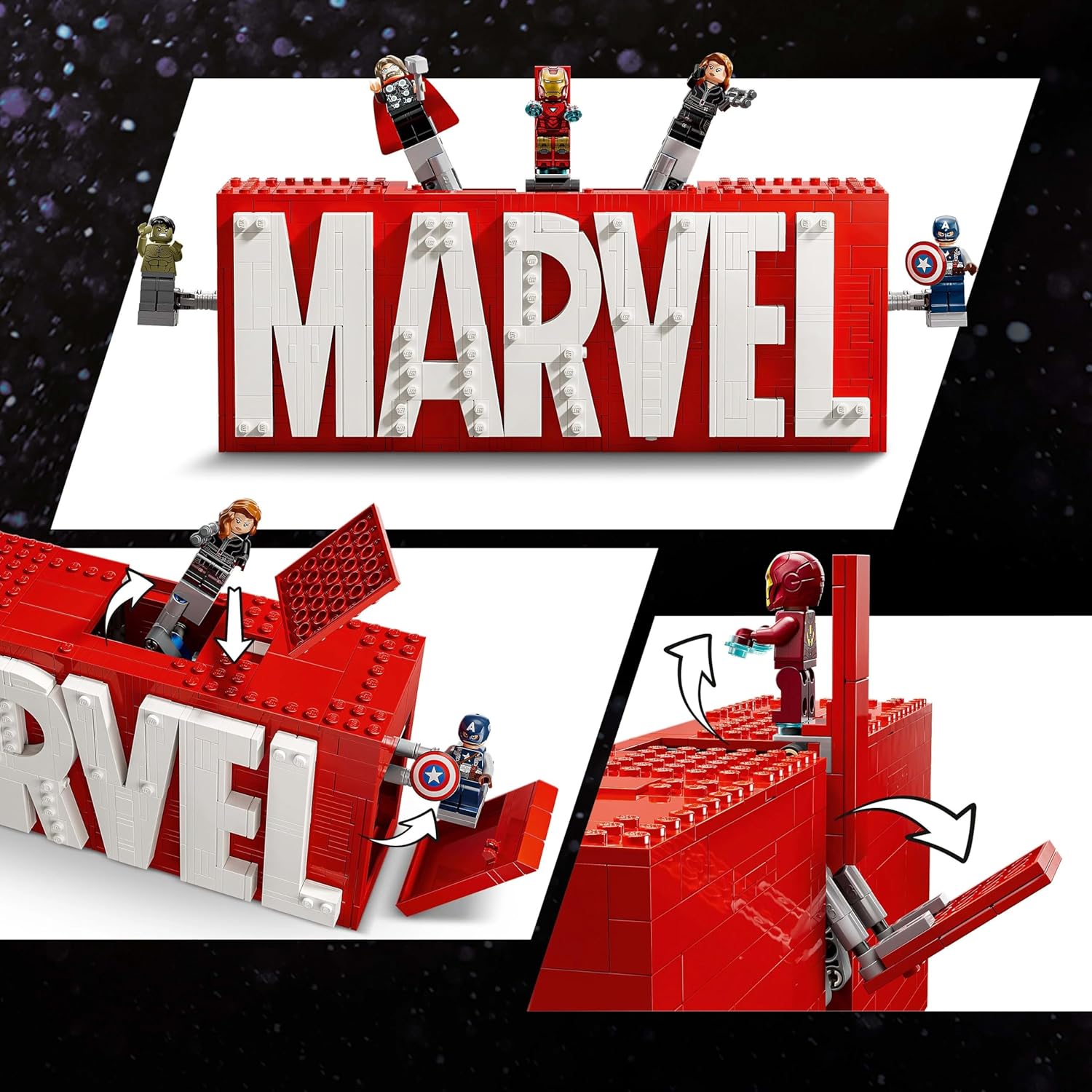 LEGO Marvel: MARVEL Logo & Minifigures - Super-Hero Building Toy with 5 Characters incl. Iron Man, Thor, Black Widow & Hulk - Avengers Gift for 12+ Year Old Boys, Girls & Teens 76313