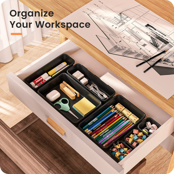 A-LUGEI【𝟲𝟵𝗣𝗰𝘀】【𝟱 𝗦𝗶𝘇𝗲】 Tool Box Organiser Tray Divider Set, 【Black】 Desk Drawer Organiser, Garage Organisation and Storage Toolbox Accessories Rolling Tool Chest Cart Cabinet Workbench