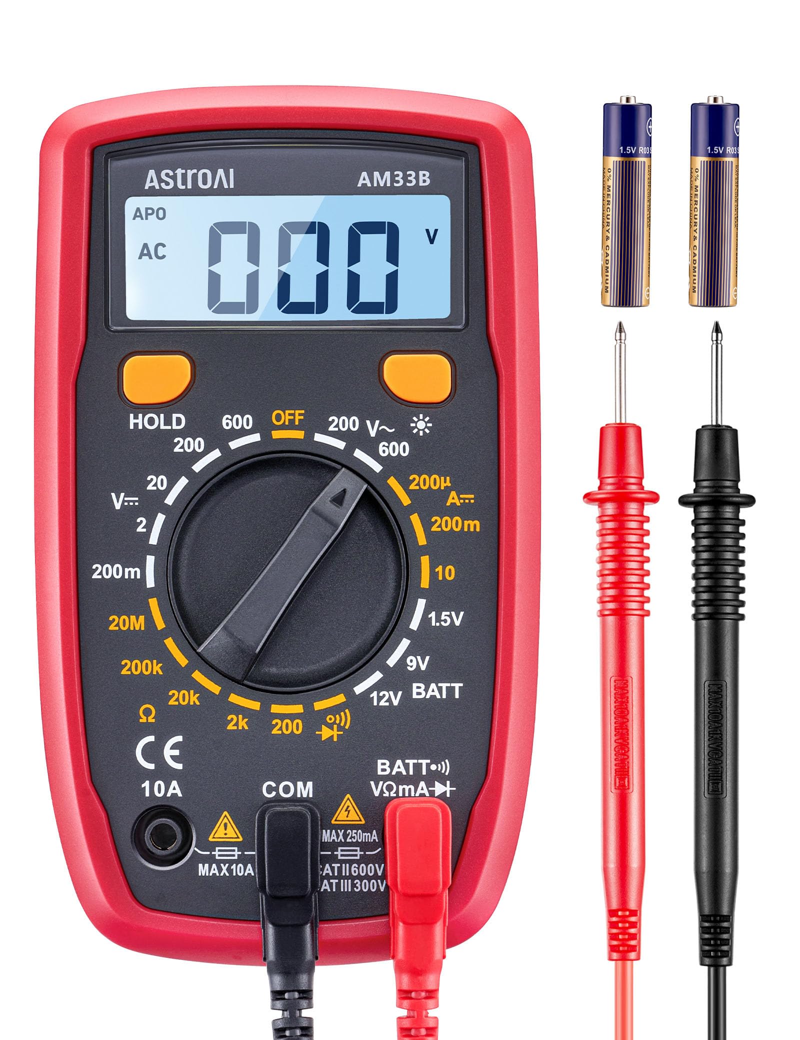 AstroAI Digital Multimeter Voltmeter Ohmmeter Ammeter Multi Tester Meter with Backlit LCD Electronic Test Meter