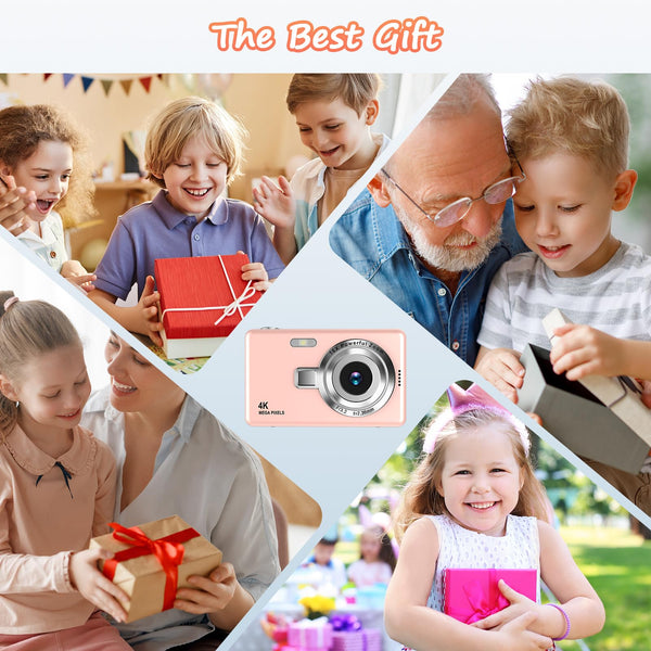 Digital Camera 1080P FHD 44MP with 2.4" LCD Screen,16X Digital Zoom, Compact Portable Vlogging Camera with 32gb SD Card for Kids Teen Students Beginner (Silver)