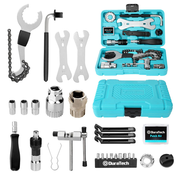 DURATECH 31-Piece Bicycle Repair Set, Bicycle Repair kit with Tool Box, Bike Tool Kit, Home Multi-Purpose Repair Kit, Suitable for Bike Tire Chain