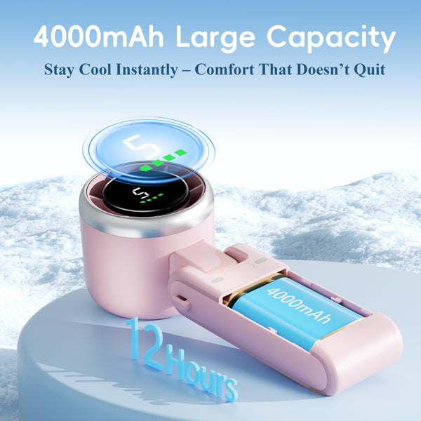 Morelax Personal Handheld Fan,High-Speed Turbo Fans,5-Speed with LED Display,Powerful Motor,4000mAh,USB Rechargeable Portable Cooling Fan for Outdoor Activities,Travel,Working,White