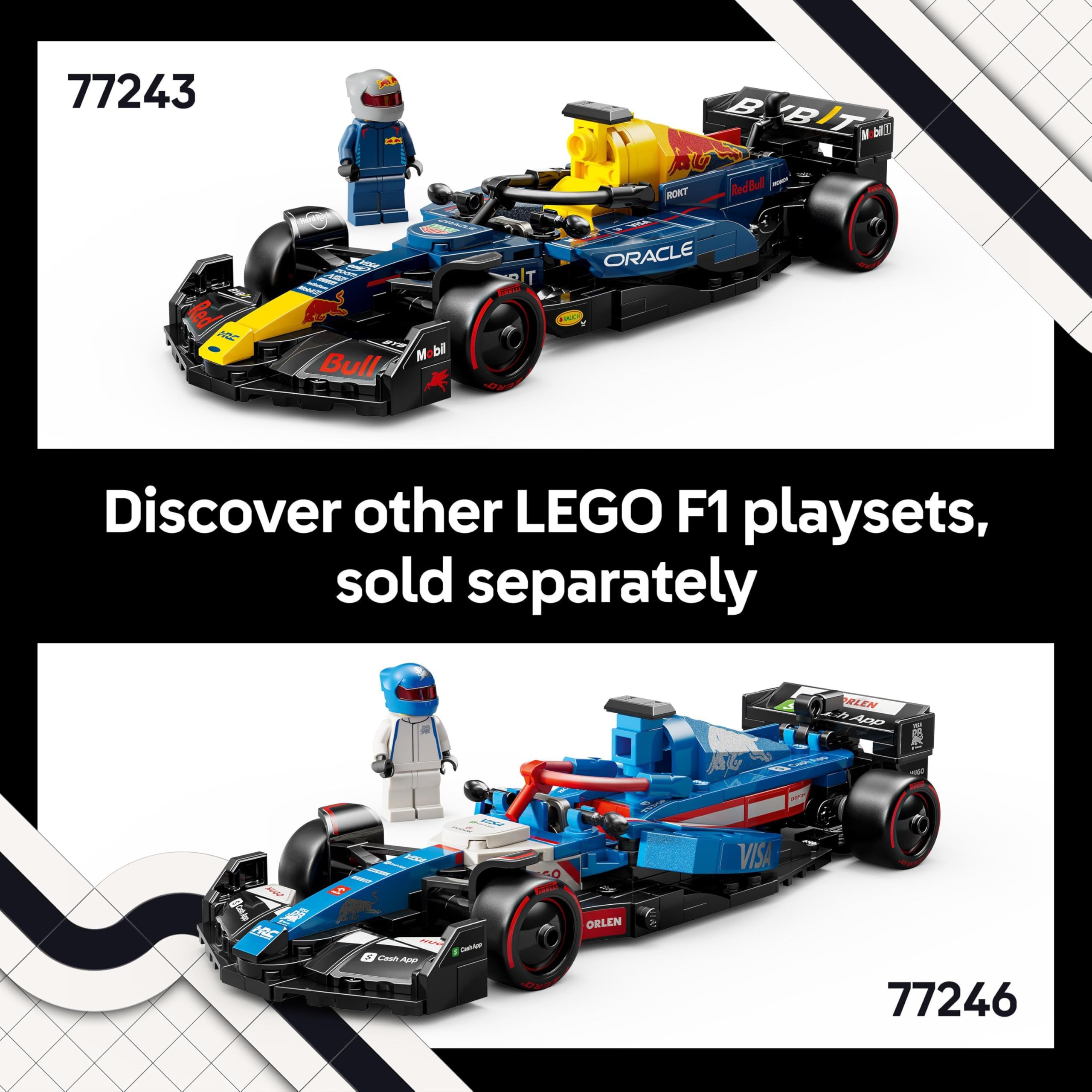 LEGO Speed Champions Oracle Red Bull Racing RB20 F1 Race Car Model with a Collectible Formula 1 Driver Minifigure - Display Set for Adult Motorsport & Racing Fans 77243