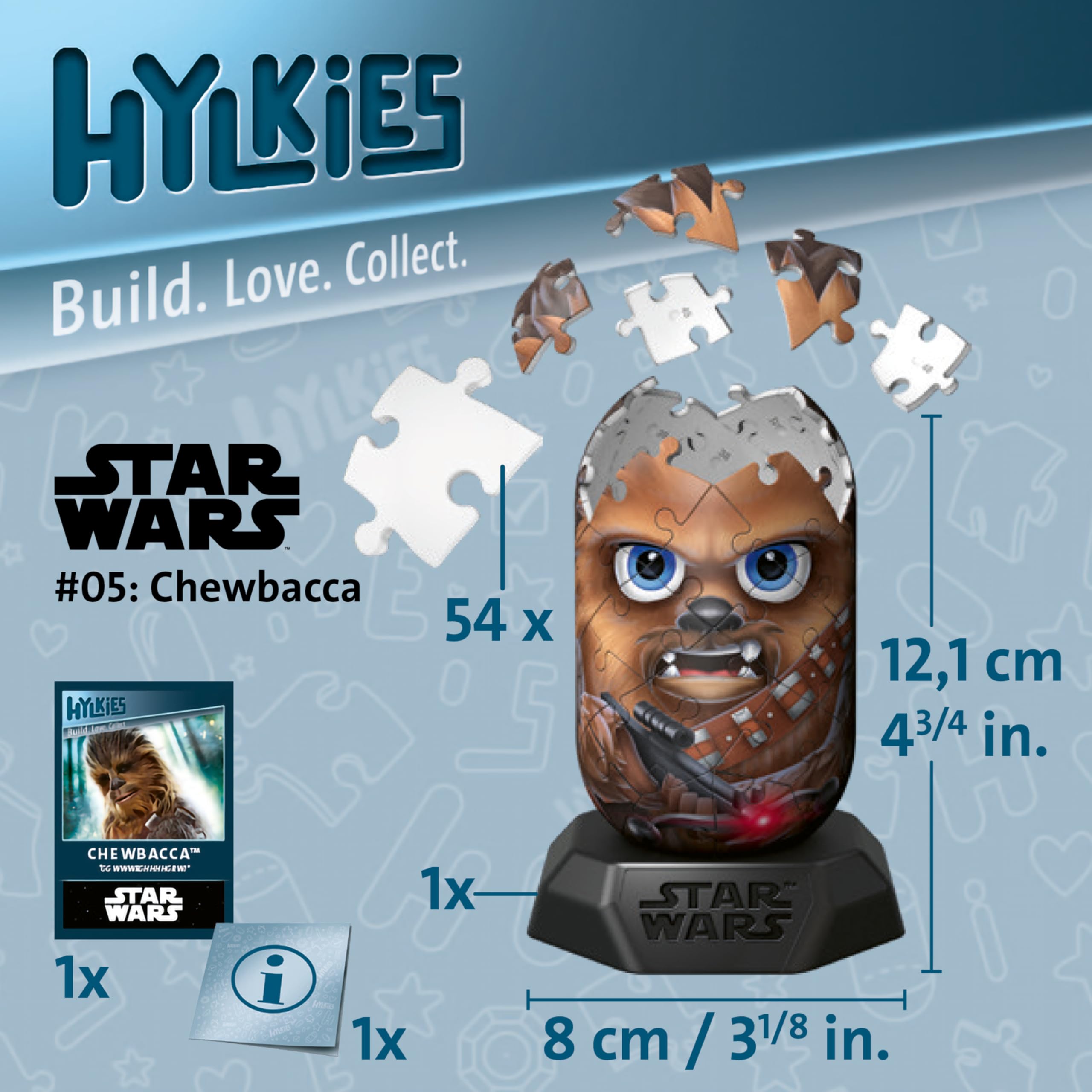 Ravensburger Star Wars Hylkies Figures Chewbacca Gifts for Kids and Adults Age 6 Years Up - Collectable Toys and 3D Jigsaw Puzzles