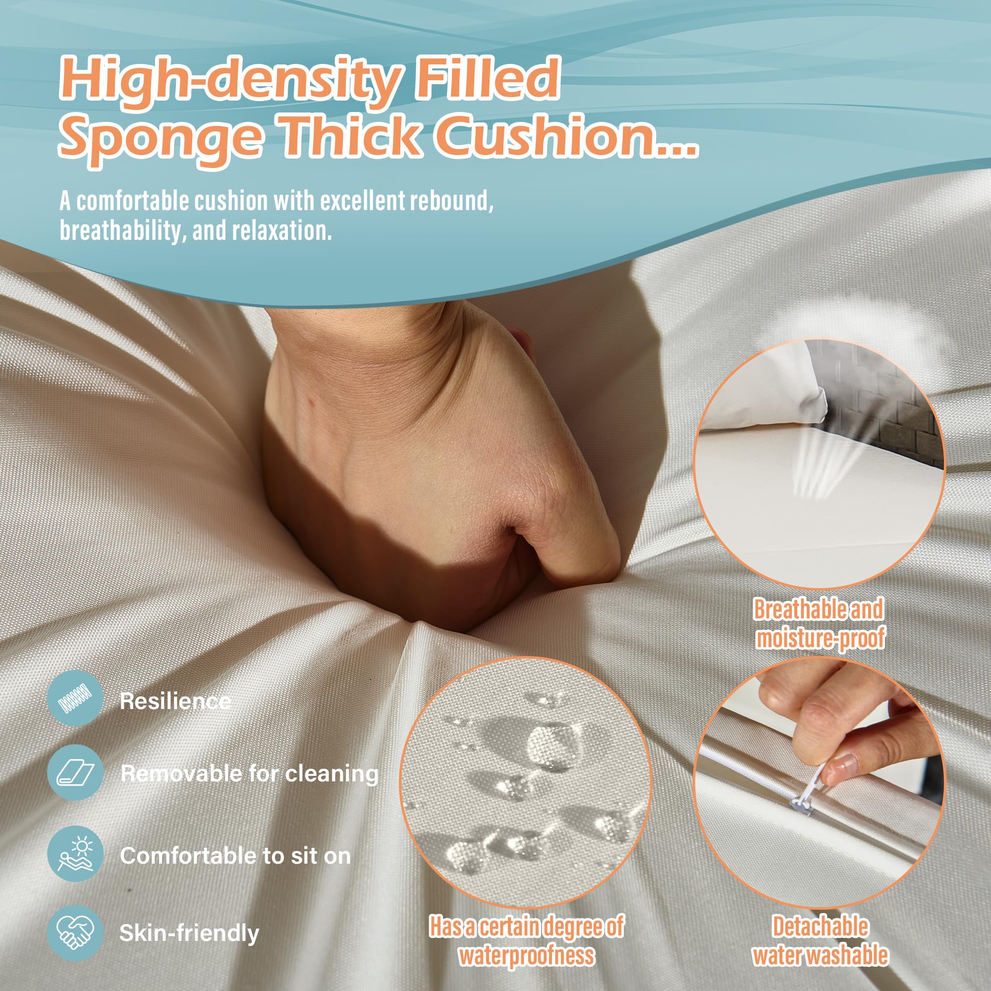 AOUXIN 3 Pieces Rattan garden furniture Patio Furniture Sets All Weather Outdoor Sectional Patio Sofa Manual Weaving Wicker Rattan Corner Sofa with Grey Cushions and Glass Table