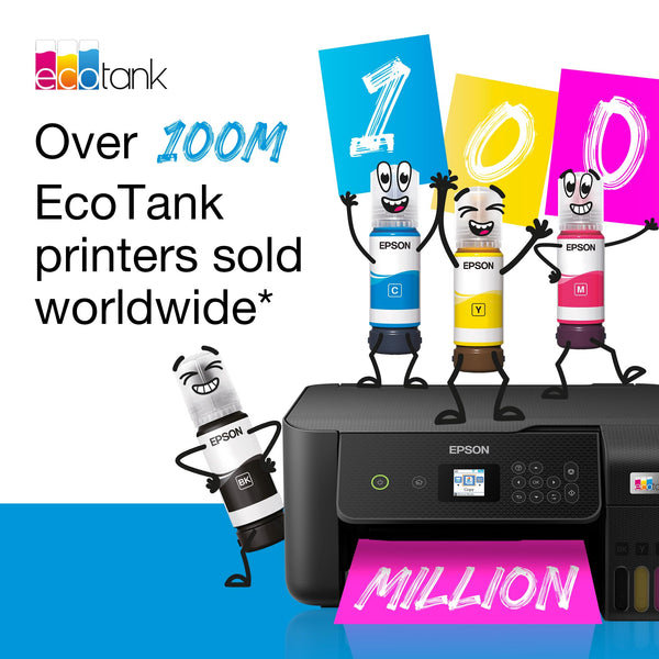 Epson EcoTank ET-2850 A4 Multifunction Air Print and Wi-Fi Ink Tank Printer with double sided printing, Up To 3 Years Of Ink Included