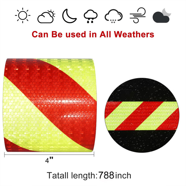 XFXIA Reflective Tape - Yellow & Black, 10cm x 20m, Waterproof, Self-Adhesive Warning Tape for Vehicles, Cars, Trailers, Outdoors