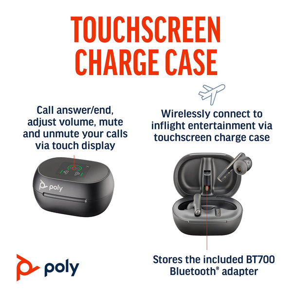 Poly Voyager Free 60+ UC true wireless earbuds (Plantronics) – Noise-canceling mics for clear calls – ANC – Smart charge case w/touch controls–Compatible w/iPhone, Android, PC/Mac, Zoom, Teams