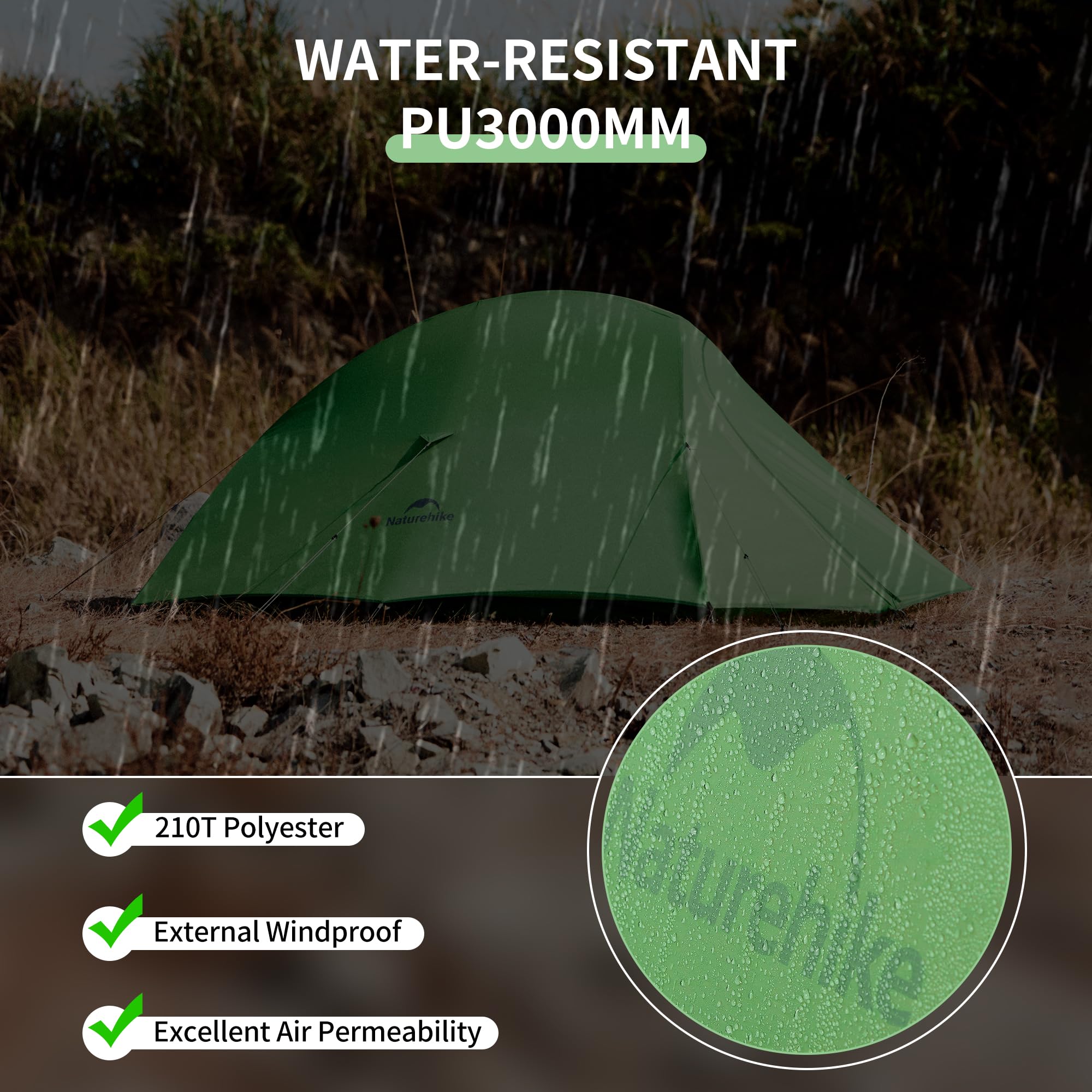 Naturehike Cloud up 2 Camping Tent 2 Man Backpacking Tent 3-4 Season Wild Country Tent Lightweight Dome Tent