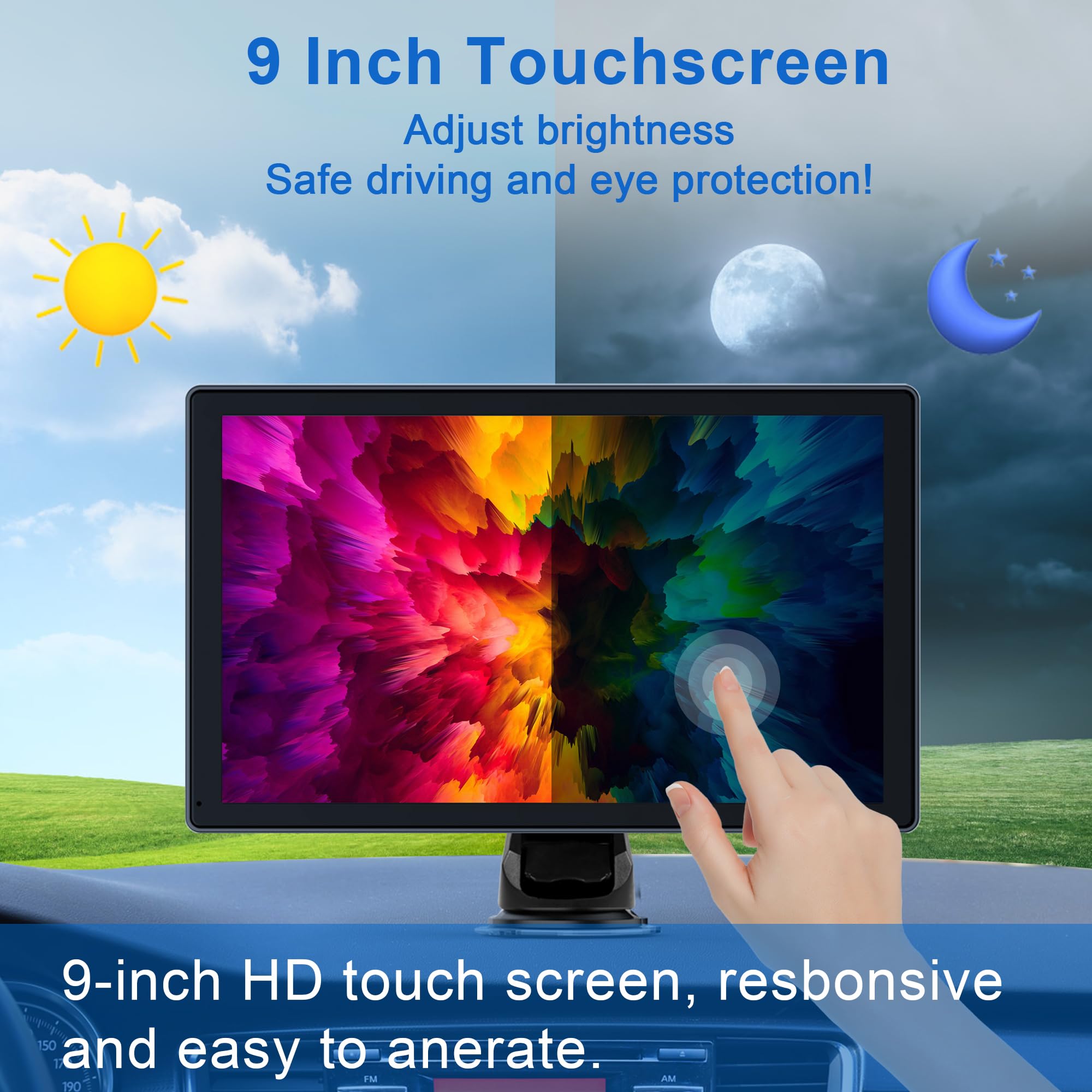 Car Stereo,9 Inch CarPlay Screen for Apple Car play & Android Auto,Portable Car Player Wireless Car Play Screen with Voice Control, Suitable for Most Vehicles (9 Inch +Camera)