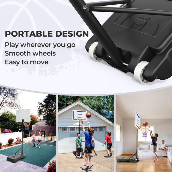 Basketball Hoop Outdoor, Yohood Basketball Hoop and Stand Portable Adjustable Height Net Set System on Wheels Sturdy Backboard for Game Park Garden Indoor