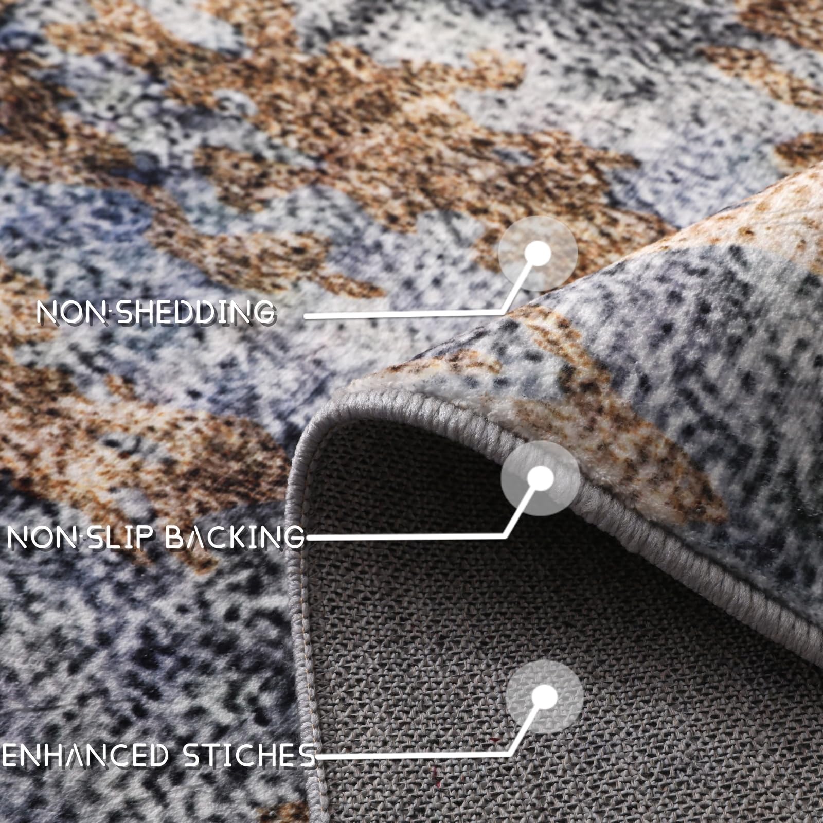 COOUS Washable Rugs for Living Room - Ultra Soft Area Rugs, Short Pile Non-Slip Non-Shedding Abstract Carpet, Stain Resistant Faux Wool Rugs for