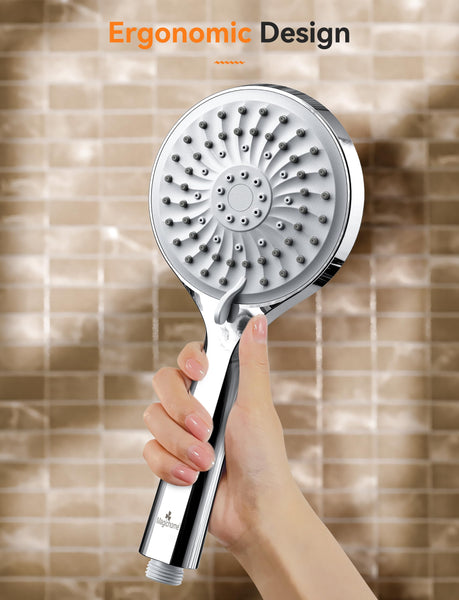 Magichome High Pressure Shower Head and Hose, 5 Spray Modes Shower Head with 1.5m Hose, Large Powerful Flow Handheld Showerhead for Low Water Pressure
