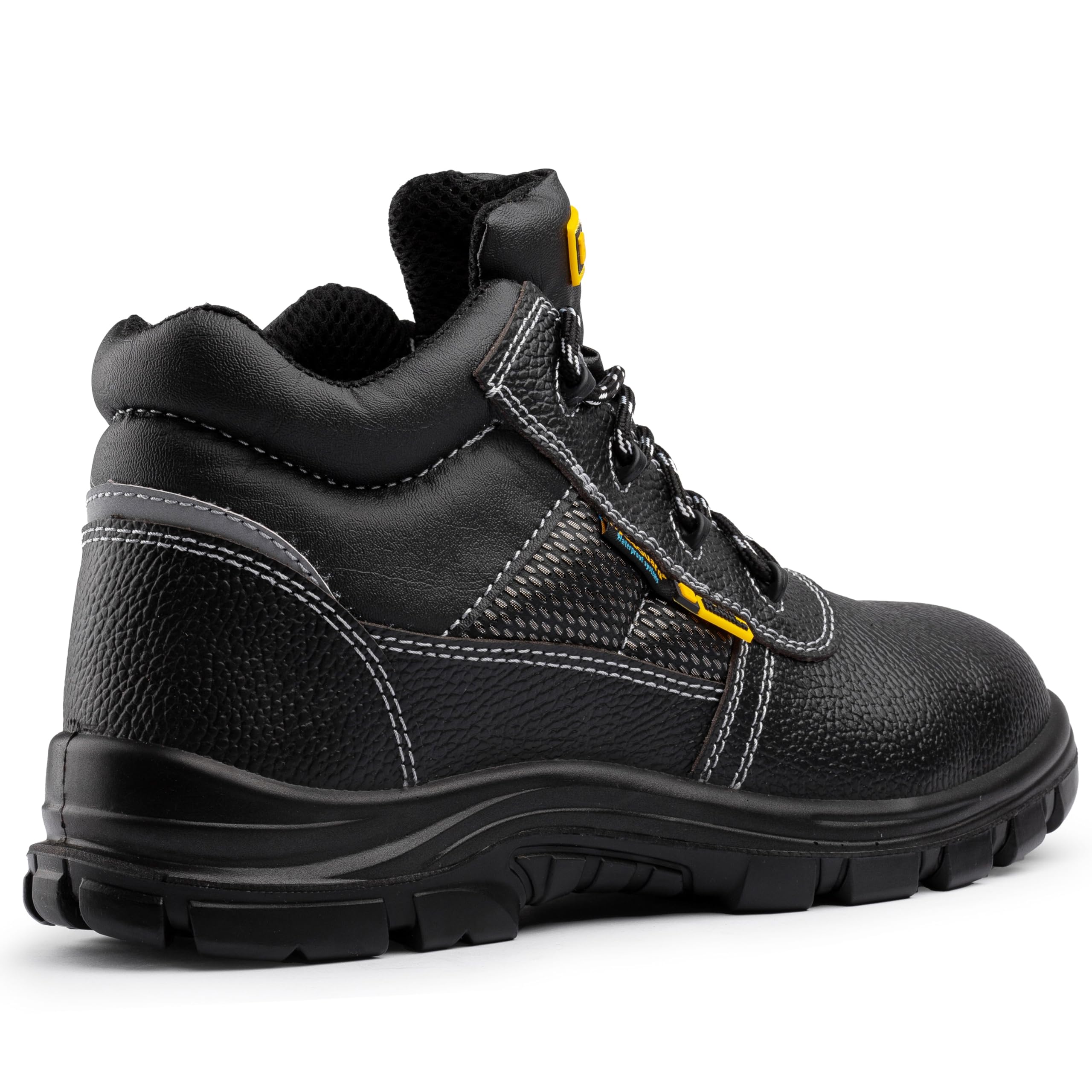 Black Hammer Comfortable Waterproof Steel Toe Caps Safety Boots Lightweight, Durable, Non-Slip Work Shoes for Work & Outdoor Activities 1007