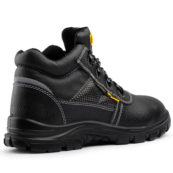 Black Hammer Comfortable Waterproof Steel Toe Caps Safety Boots Lightweight, Durable, Non-Slip Work Shoes for Work & Outdoor Activities 1007