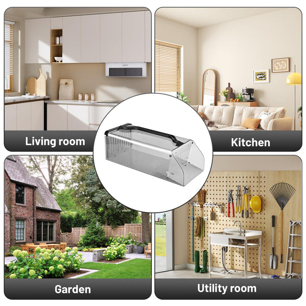 Humane Rat Traps - Transparent Humane Mouse Traps, Effective Mouse Traps for Indoors/Outdoor Rat, Humane Mice Trap, Reusable & Washable Mousetraps Safety for Children and Pets 1230