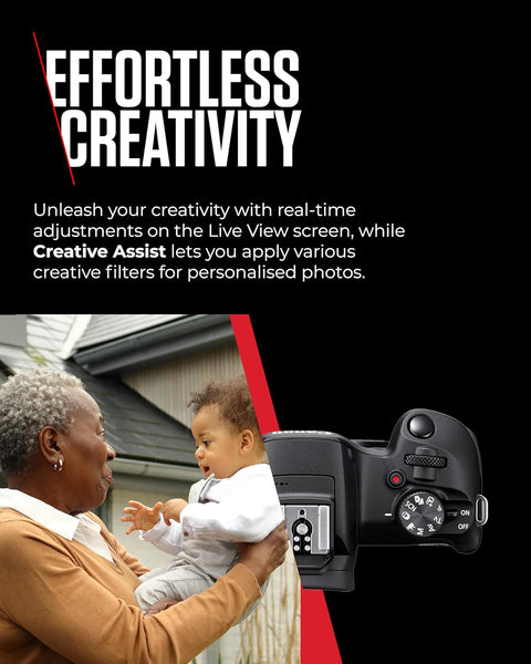 Canon EOS R100 - Compact Mirrorless Digital Camera - 24.1 MP, 4K Resolution - Dual Pixel CMOS AF, DIGIC 8 Processor - 6.5 FPS Continuous Shooting - Face & Eye Detection, Bluetooth, Wi-Fi, GPS