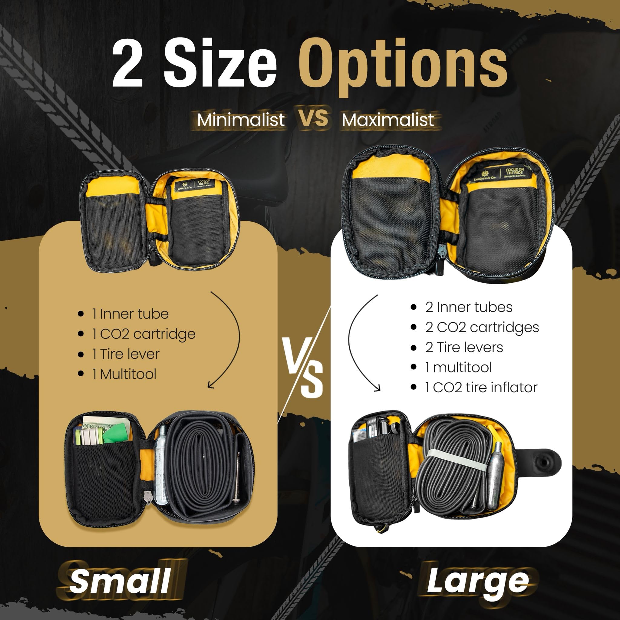 Lumiere & Co. Falcon Magnetic Bike Saddle Bag – 0.69L | 6" x 3.5" x 2" | Sleek Minimalist Brick Design, Fast Magnetic Buckle Attachment | Road Cycling–Specific Bike Seat Bag (Black, Large)