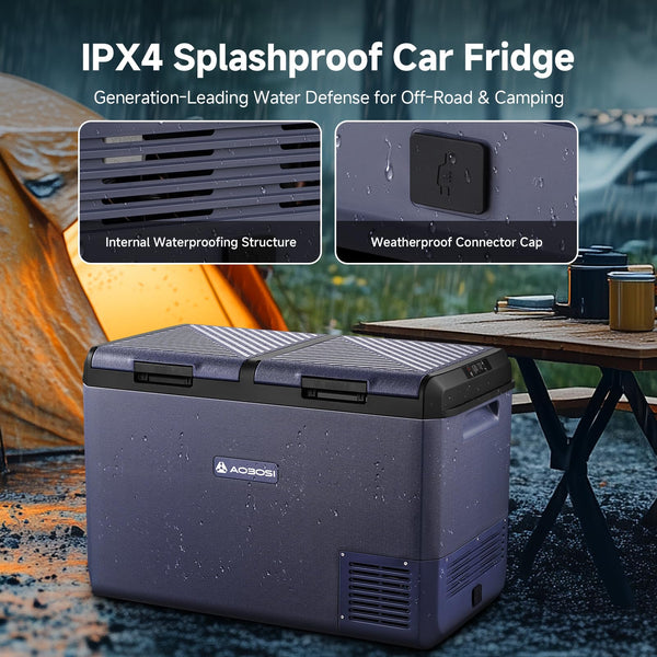 AAOBOSI 25L Car Fridge Freezer, IPX4 Waterproof Portable Compressor Camping Fridge 12V/240V, -20°C to 20°C – Ideal for Campervan, Car, Truck, Boat, Motorhome, Travel, Picnic