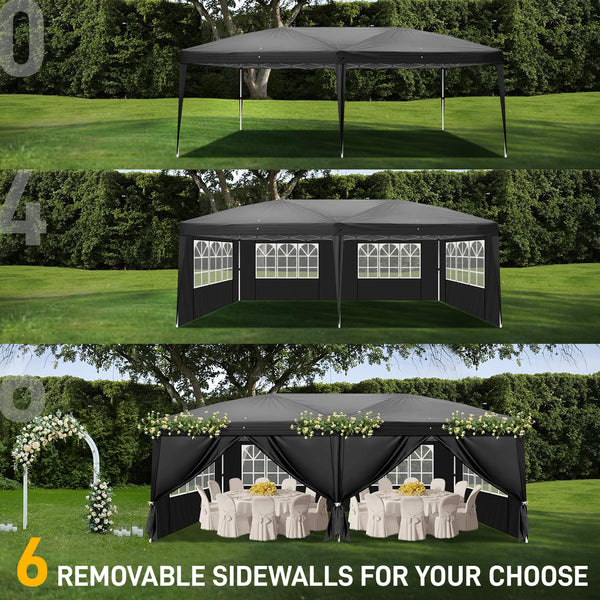 Bonnlo Pop Up Gazebo with Sides 3m x 3m, Easy Setup Instant Outdoor Canopy, Folding Garden Gazebo, Party Tent Grey