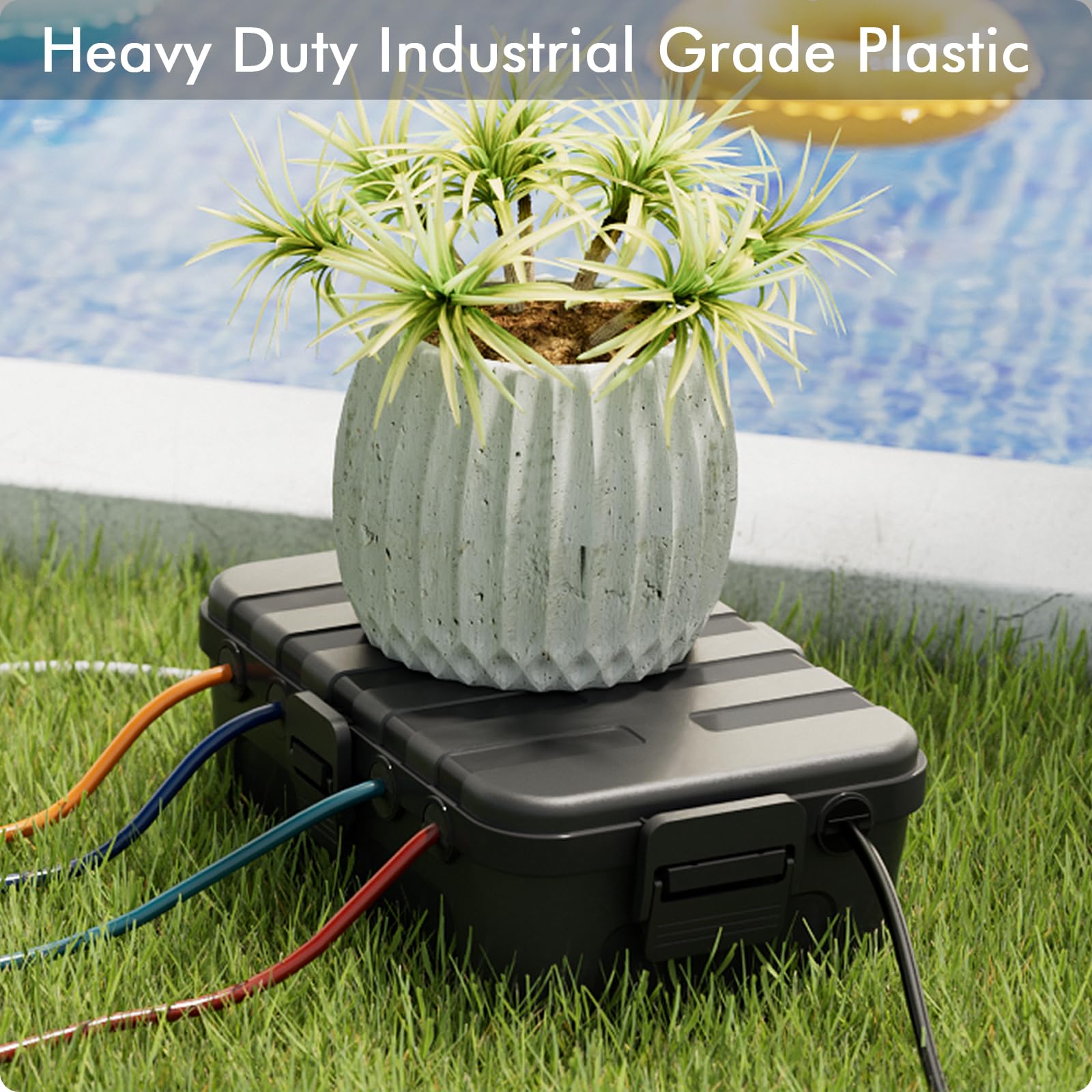 RESTMO Extra Large Waterproof Electrical Box, IP54 Weatherproof Outdoor Outlet Cover, Protect Outlet, Plug, Timer, Power Strip (Not Included), Holiday Light Decoration, 32 x 22 x 13 cm, Black