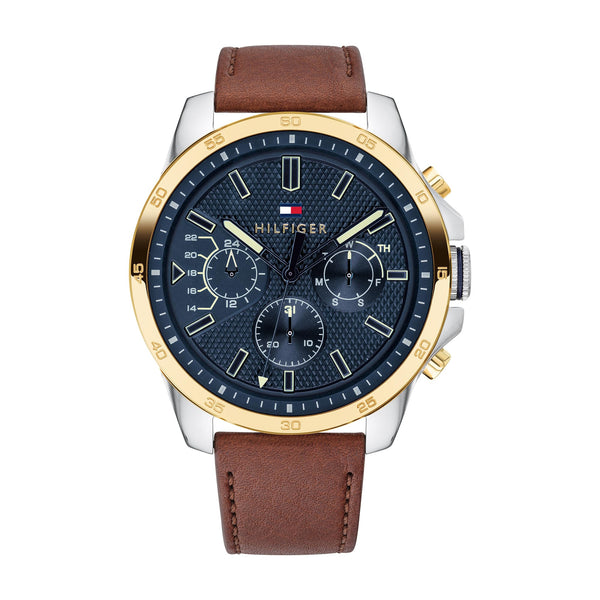 Tommy Hilfiger Analogue Multifunction Quartz Watch for Men with Silicone, Stainless Steel or Leather Bracelet, Day & Date Sub-Dials, 5ATM Water Resistant