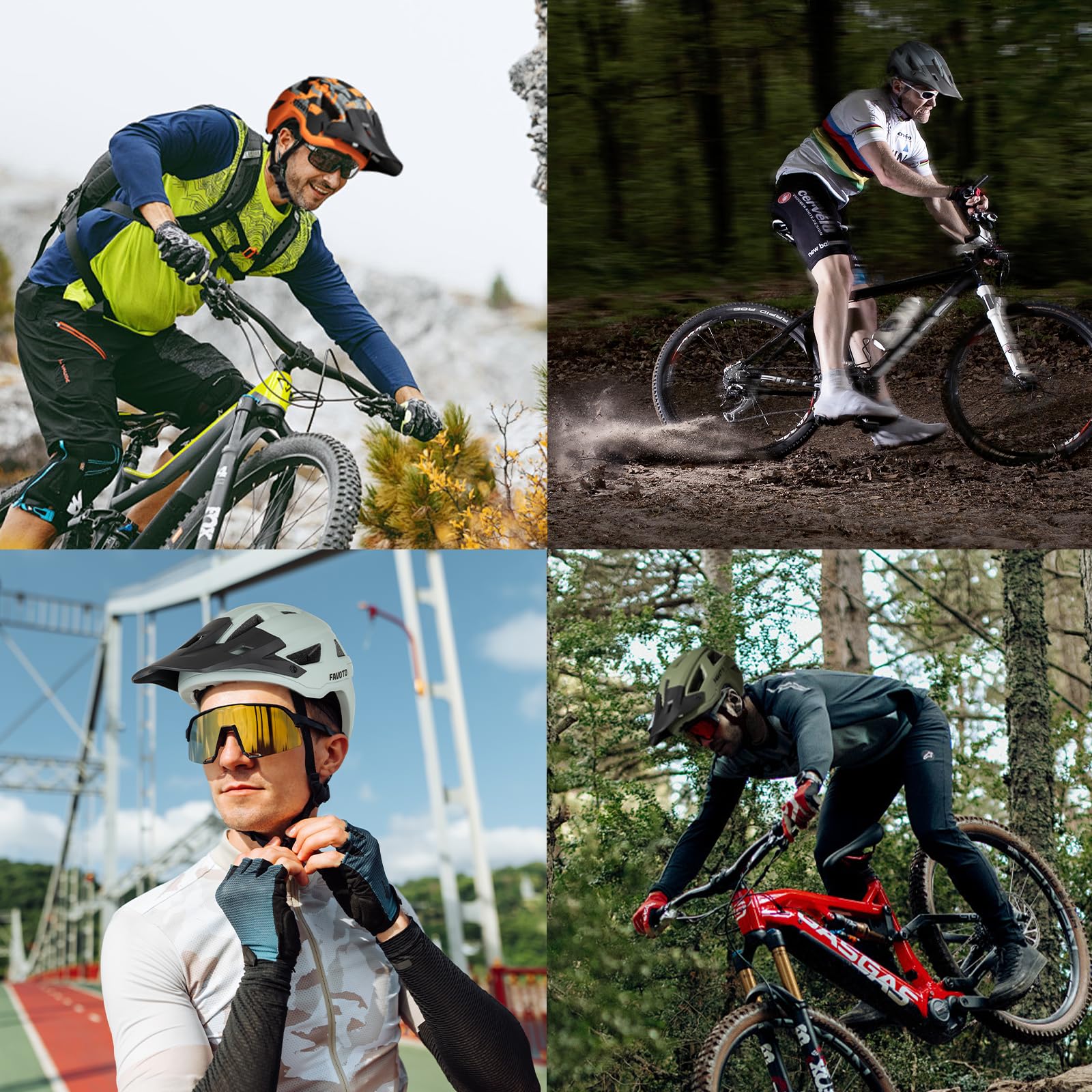 Favoto Mountain Bike Helmet Lightweight - MTB & Road Bicycle Helmet for Men Women - Adjustable Cycling Helmet for Adults Youth with CE Certificated