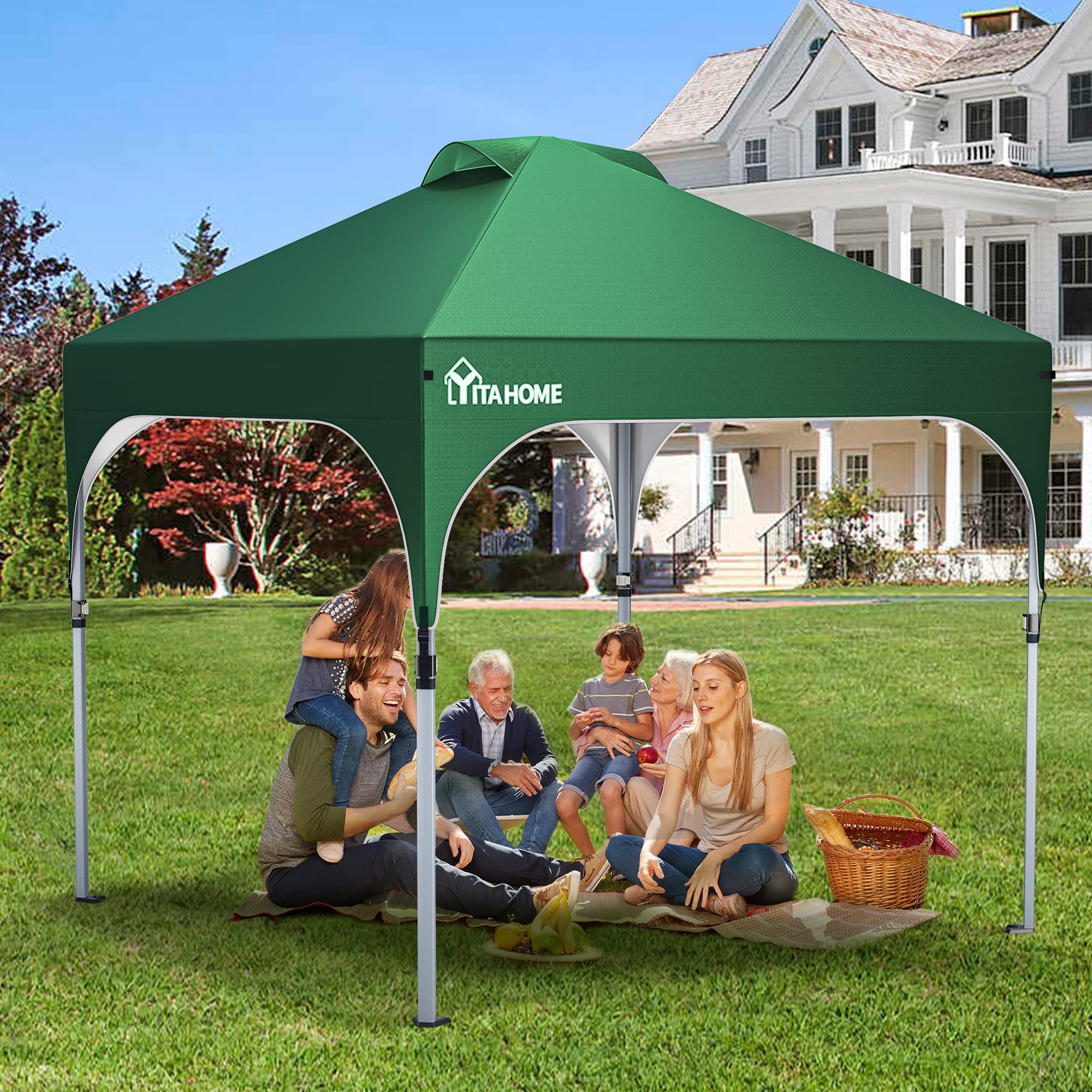 YITAHOME 2.5x2.5M Instant Heavy Duty Pop Up Gazebo, Waterproof Folding Garden Camping Party Tent Canopy Marquee with Roller Bag for Patio Markets Beach