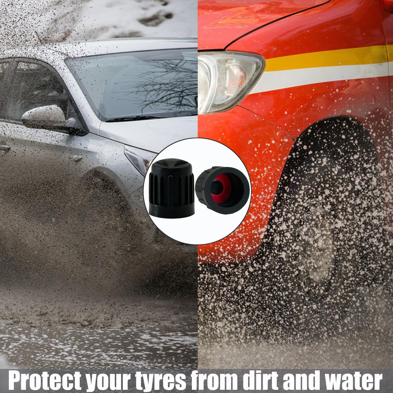 TCPENG® 10PCS Tyre Valve Caps, with O Seal Ring, Universal Stem Dust Covers for SUV, Cars, Bike, Motorcycles, Trucks, Heavy-Duty, Airtight Seal, Screw-On, Easy to Operation (10 Pack Black)