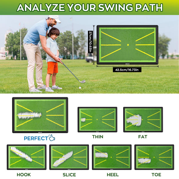 IMAYCC Golf Mat 2Pics Replaceable Hitting Practice Mat with Antislip Rubber Base for Analysing Swing Path Training Indoor Outdoor,Nice Gift for Golf