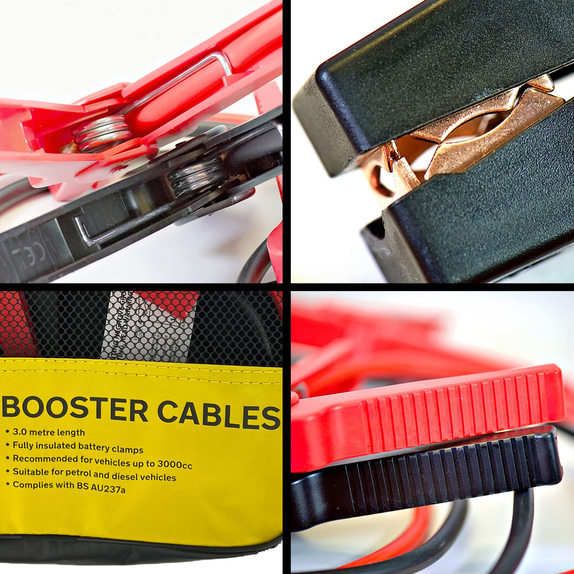 AA Insulated Booster Cables/Jump Leads AA4550 - For Petrol/Diesel Engines Up to 3000cc, 3 m Cable, Storage Bag