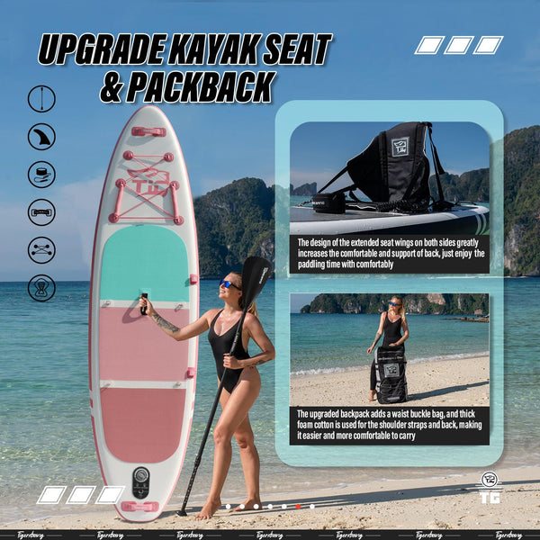 TIGERXBANG Stand Up Paddle Boards 10'6" x 32" x 6"丨10' x 31" x 6" with Premium SUP Board Accessories, Inflatable Paddle Boards for Adults/Kids Stand Up PaddleBoarding