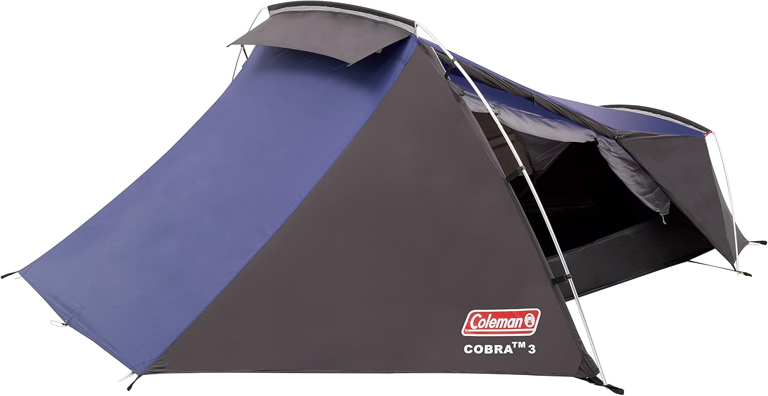 Coleman Cobra Backpacking Tent, Black, Blue, 3 Person