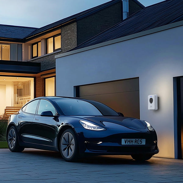 Masterplug Smart EV Home Wall Charger for Type 2 Electric and Plug-In Hybrid Vehicles, Tethered with 5m Cable, Mode 3, App Control, Solar Charging, Single Phase, Black, IP55, 7.4kW, 32A, EVCM3ST7B-MP