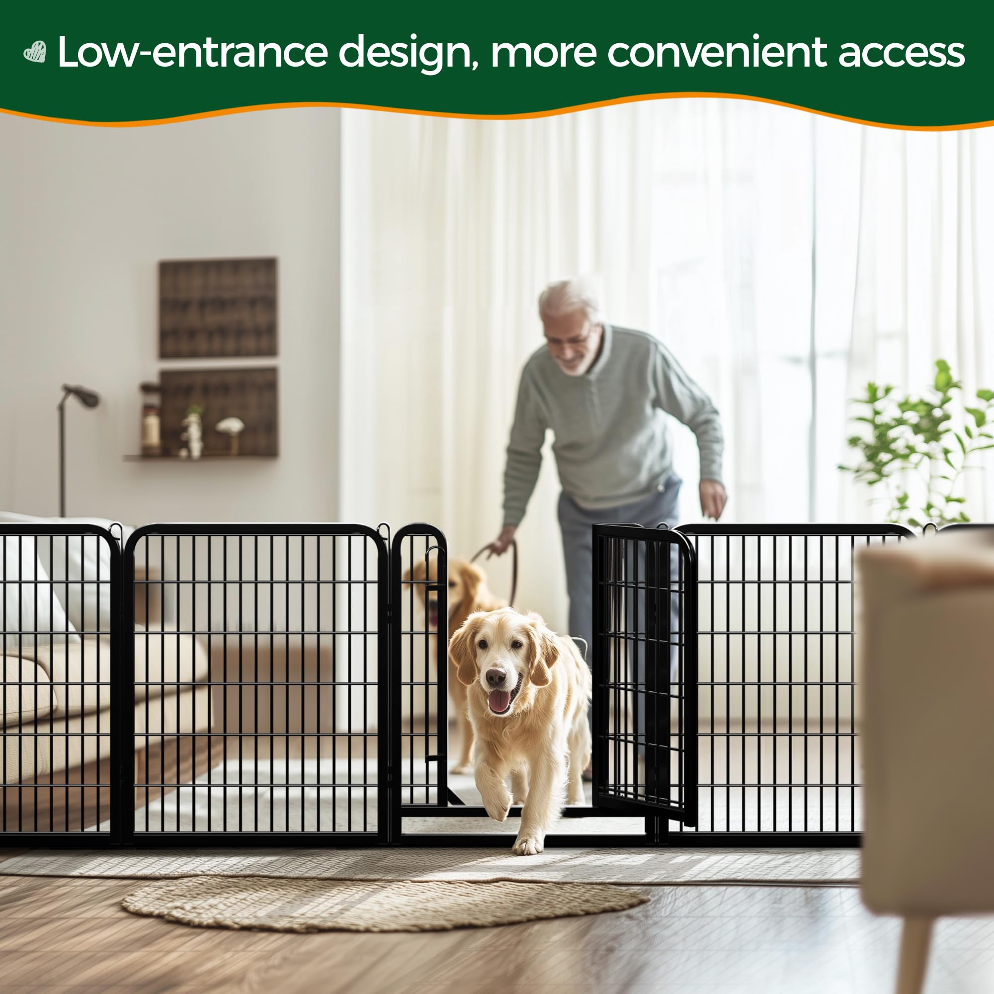 Yaheetech Lightweight Dog Playpen, 8 Panel 80cm Dog Fence Pet Exercise Pen Portable Puppy Play Pen Suitable for RV/Camping