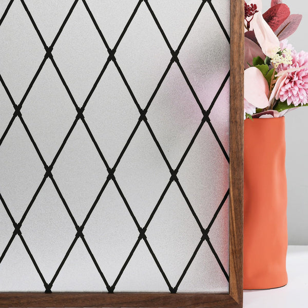 FEOMOS Black Lattice Window Film Static Window Clings Frosted Window Films Privacy Glass Door Sticker Decorative Window Cover Removal Anti-UV 90x400cm