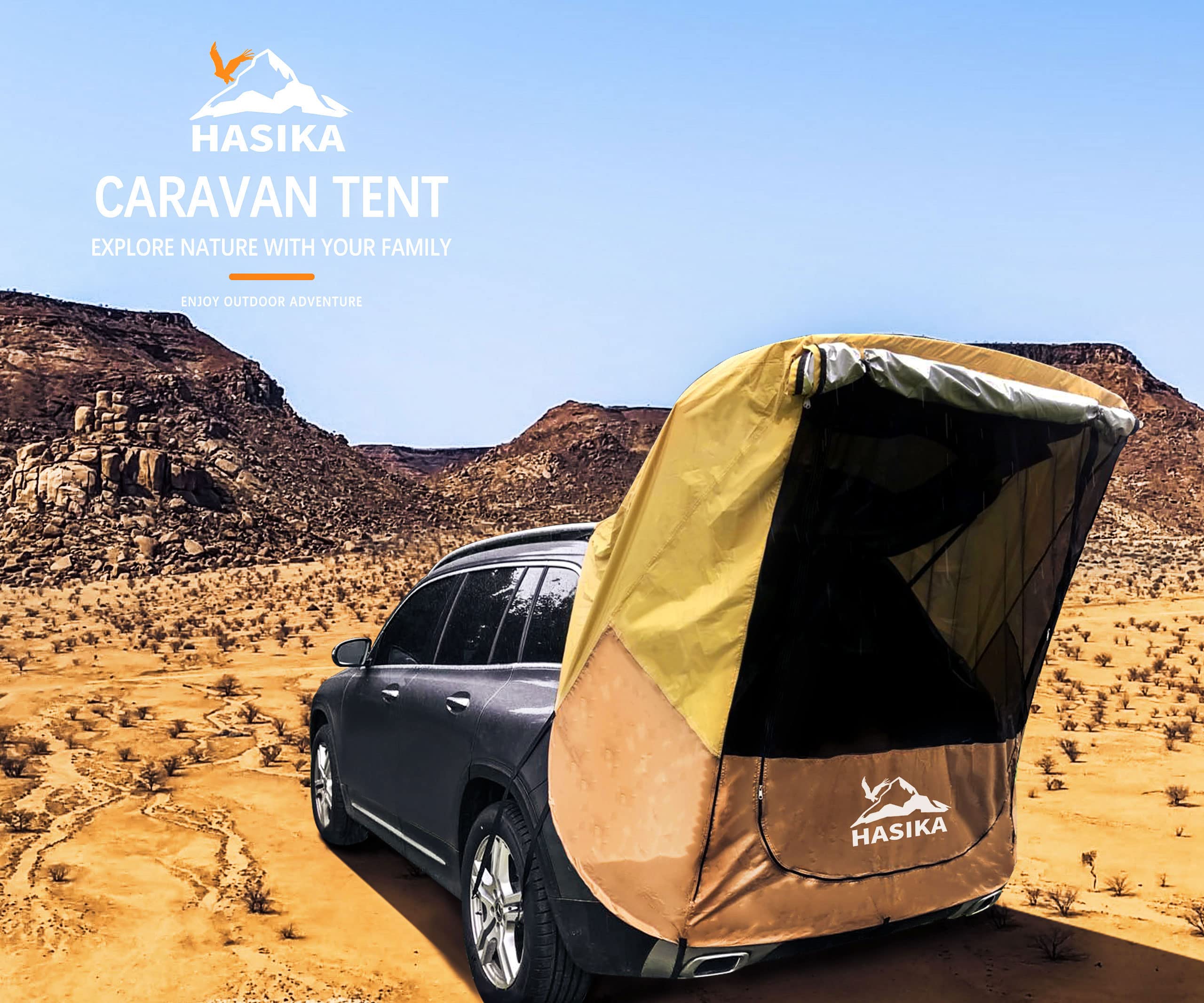 Hasika Camping Tent 2 Person Sun Shade Privacy Shelter Easy Set Up 120 Seconds Waterproof 3000MM UPF 50+ Yellow