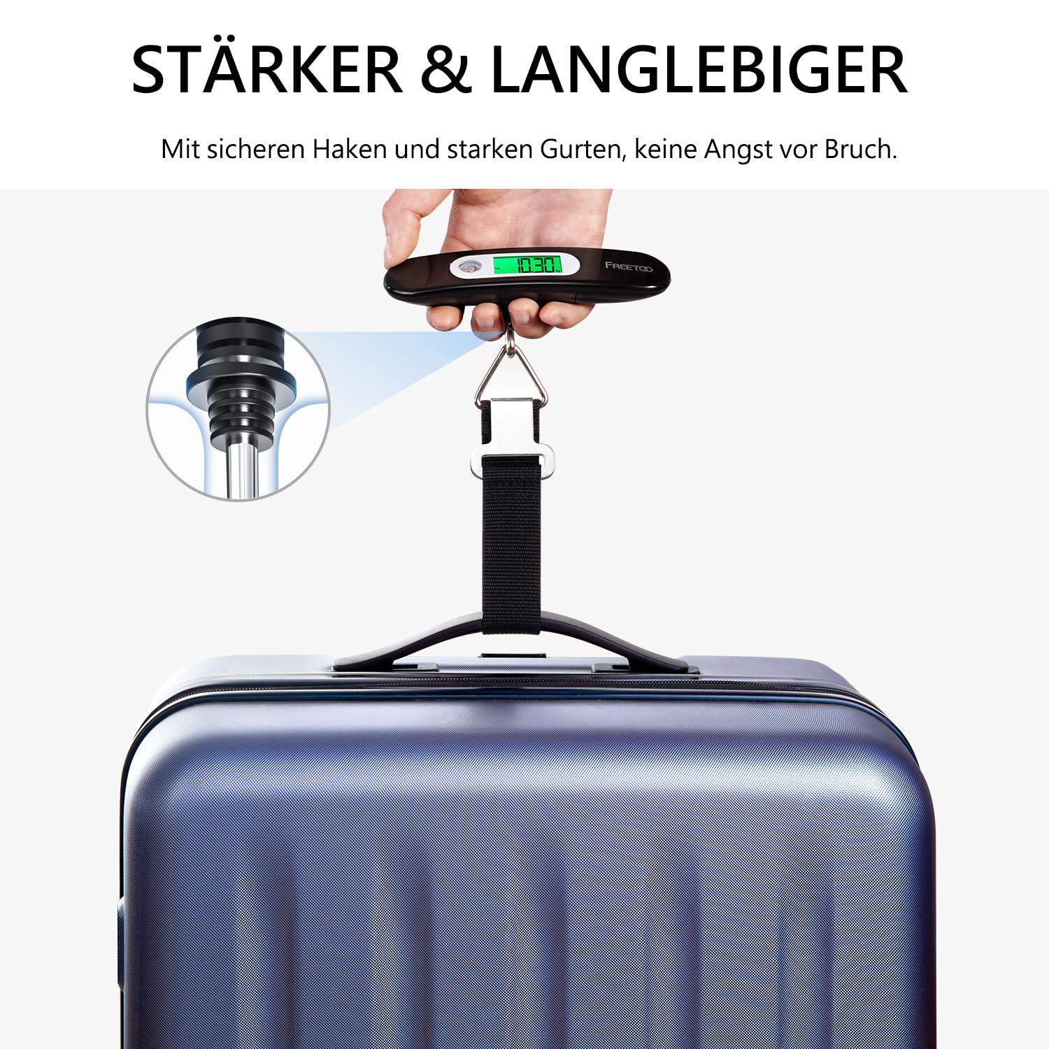 FREETOO Luggage Scale Portable Digital Weight Scale for Travel Suitcase Weigher with Tare Function 110 Lb/ 50Kg Capacity Red