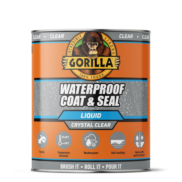 Gorilla Waterproof Coat & Seal Clear, 473ml - Weatherproof Liquid Sealant | Stops & Prevents Leaks | For Roof Tiles, Brick, Wood, Metal, Concrete, Stone, Rubber, Plastics*