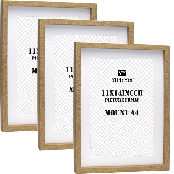 Black 50x70cm Boxed Picture Frames Set of 3 with Mounts for 40x60cm, 70x50cm poster frame with Acid Free mount for 40x60cm photo (Black 3Pack)