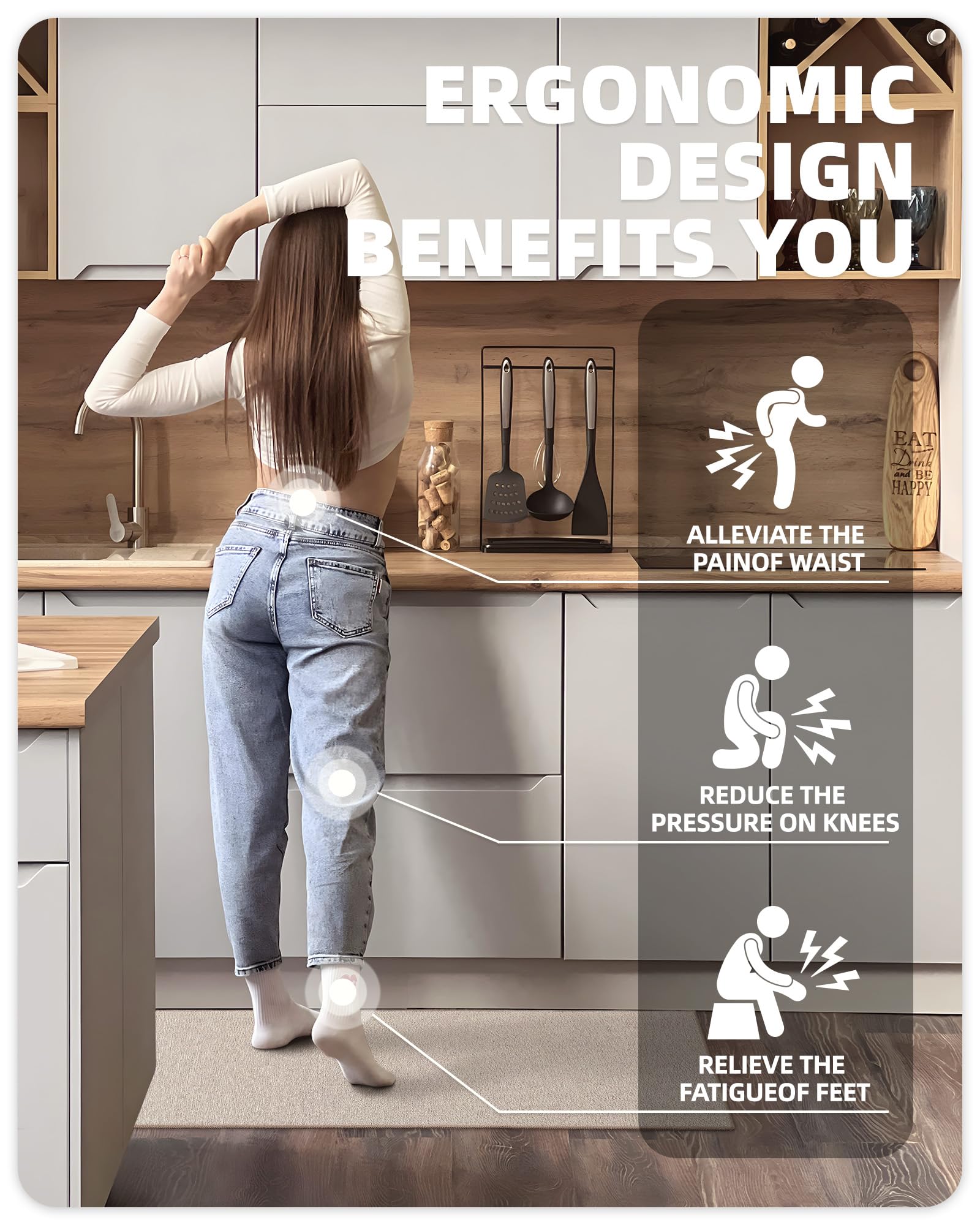 COLOR&GEOMETRY Kitchen Mats Non Slip Washable 43x180cm, Woven Kitchen Rug, Kitchen Floor Mat, Kitchen Runner Absorbent, Easy to Clean, Carpet Runner