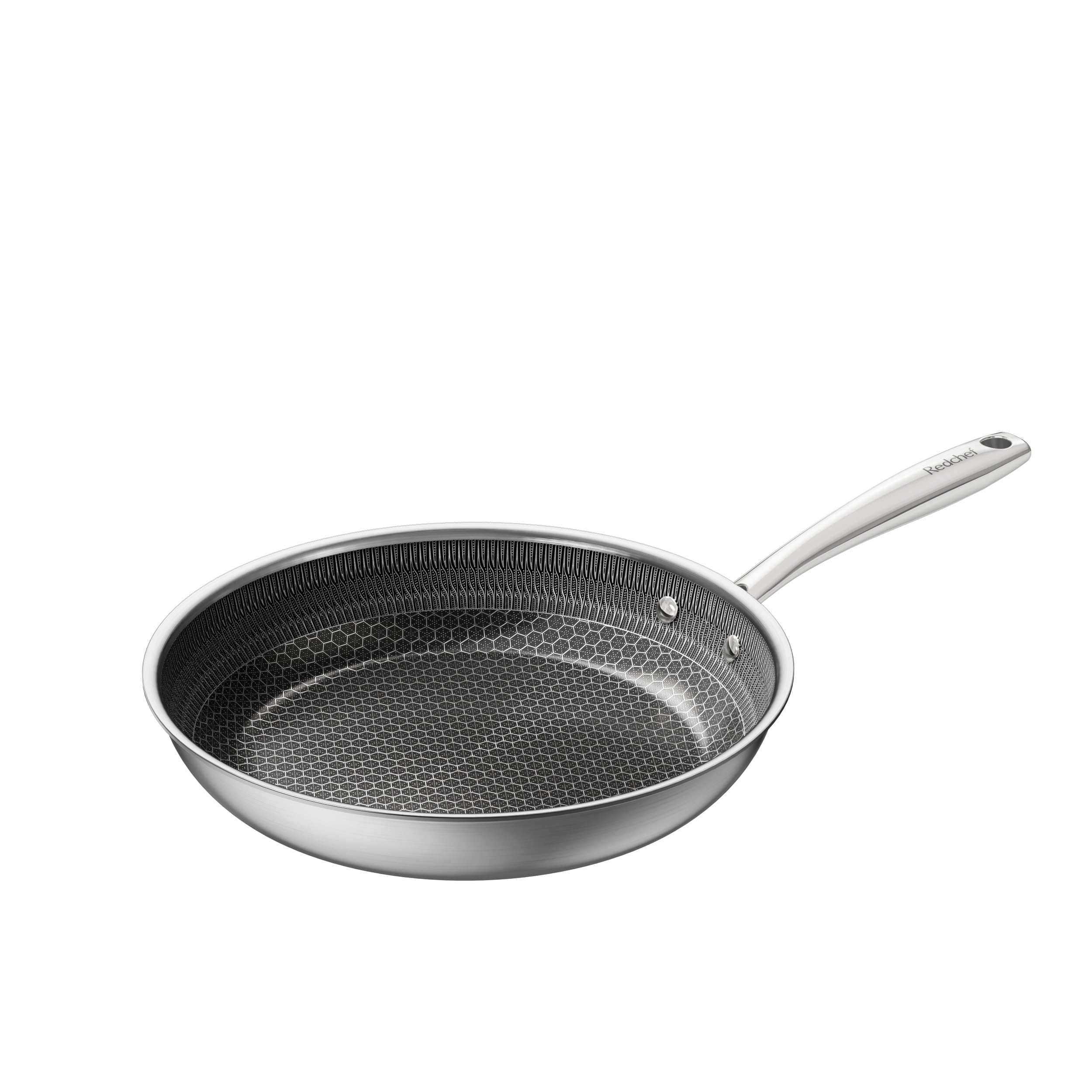 Redchef Non Stick Hybrid Egg/Omelette Pan,20cm Ceramic Frying Pan,Tri-Ply Stainless Steel Skillet,Non Toxic,PFAS PFOA/PTFE Free,Dishwasher/Oven Safe,Suitable for Induction Hobs,8"(Beige)