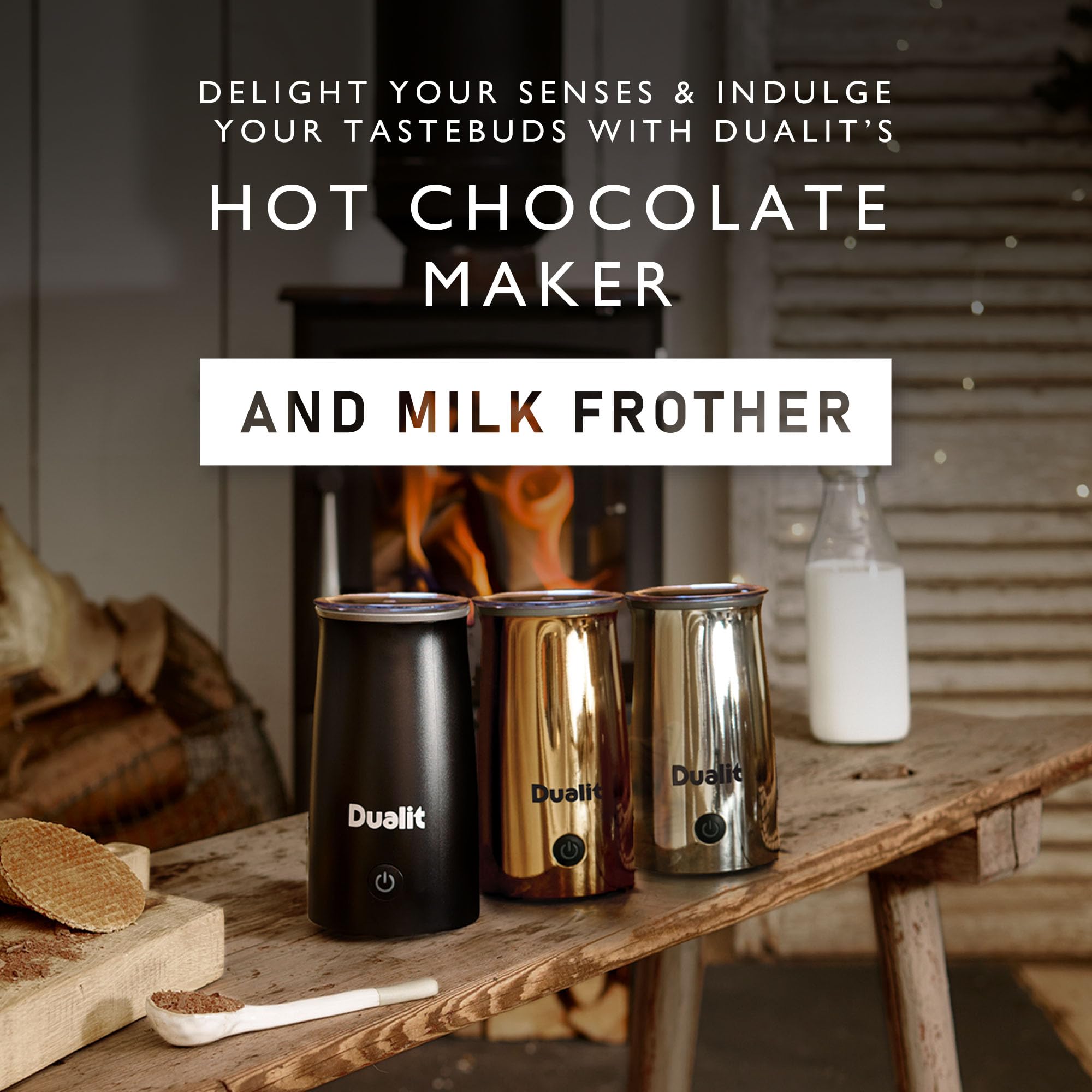 Dualit Hot Chocolate Maker & Milk Frother - 340ml Capacity - Ideal for Flat Whites, hot Chocolates, cappuccinos Lattes and More - One Touch Operation